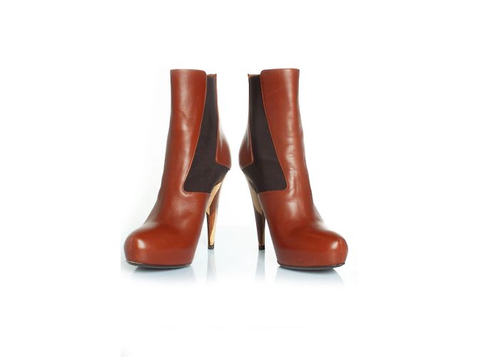 Fendi, hidden platform boots in cognac leather Brown - view 7