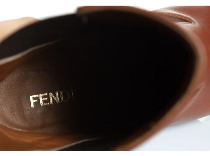 Fendi, hidden platform boots in cognac leather Brown - view 8