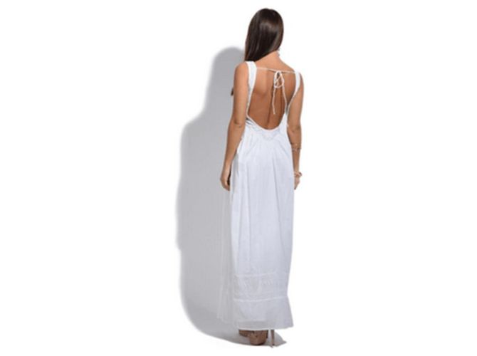 Autre Marque Vestido May 68 blanco de algodón y encaje S - vista 2