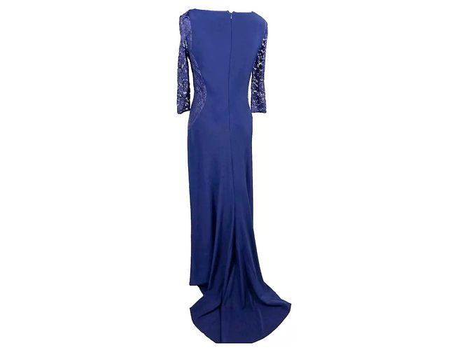 Vera Wang Bata de noche azul real con inserciones de encaje - vista 2
