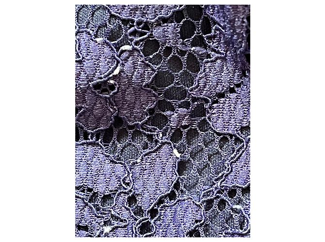 Vera Wang Bata de noche azul real con inserciones de encaje - vista 7
