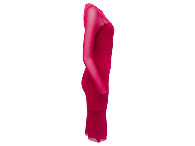 Fuzzi Magenta Langarm Bodycon Kleid Pink - Ansicht 2