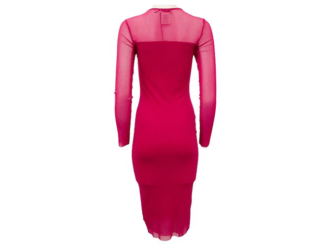 Fuzzi Magenta Langarm Bodycon Kleid Pink - Ansicht 3