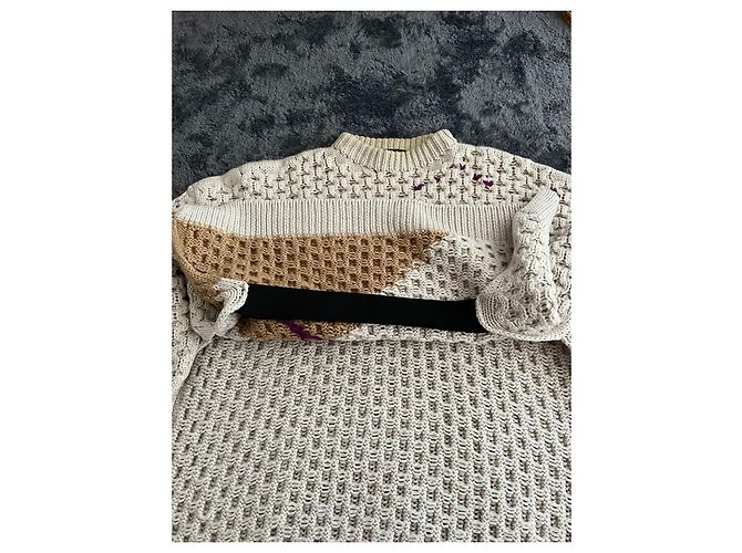 Pull argyle Raf Simons automne hiver 2018. Marron Beige Violet foncé - vue 4