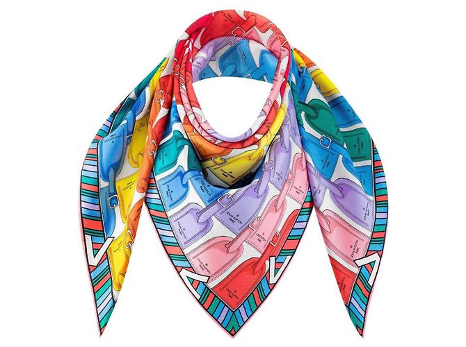 Foulard Louis Vuitton in seta multicolore 90x90 - vista 4