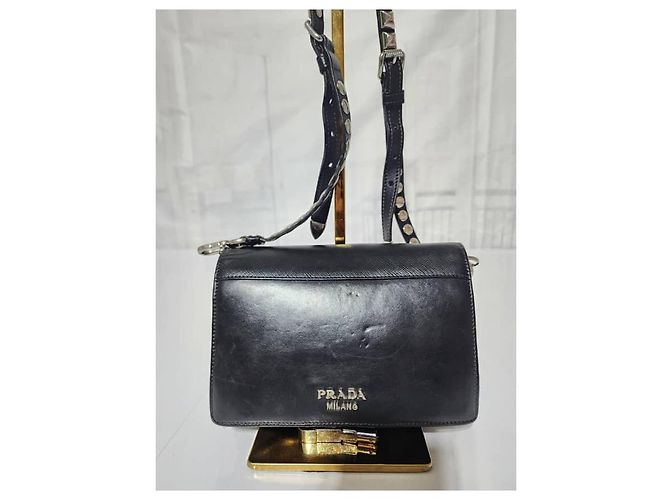 Borsa a spalla Elektra in pelle di vitello Saffiano con logo da corsa PRADA Fucsia/Nero - vista 5
