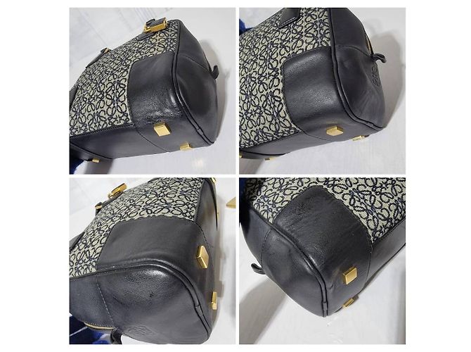 LOEWE Amazona 19 in pelle di vitello jacquard Anagram nero/blu navy - vista 12