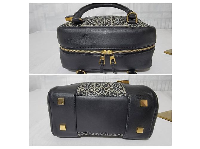 LOEWE Amazona 19 in pelle di vitello jacquard Anagram nero/blu navy - vista 4