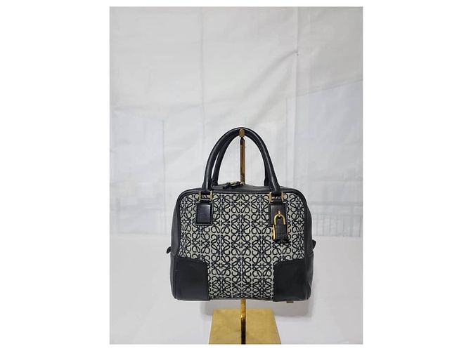 LOEWE Amazona 19 in pelle di vitello jacquard Anagram nero/blu navy - vista 6