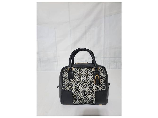 LOEWE Amazona 19 in pelle di vitello jacquard Anagram nero/blu navy - vista 7