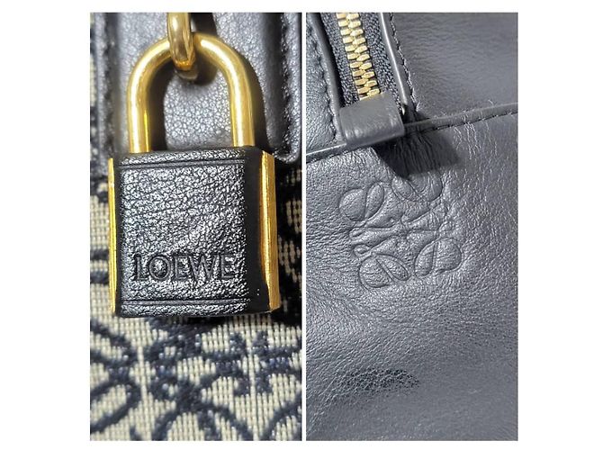 LOEWE Amazona 19 in pelle di vitello jacquard Anagram nero/blu navy - vista 8