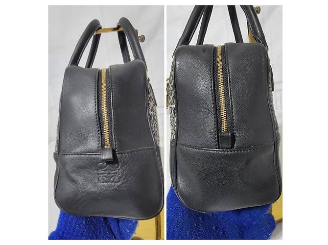 LOEWE Amazona 19 in pelle di vitello jacquard Anagram nero/blu navy - vista 9