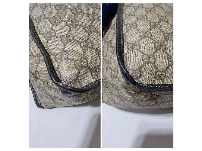 Bolsa tote em canvas e couro Gucci GG Supreme Joy Marrom Bege - vista 10