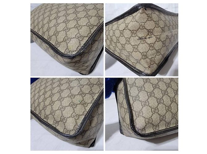 Bolsa tote em canvas e couro Gucci GG Supreme Joy Marrom Bege - vista 3