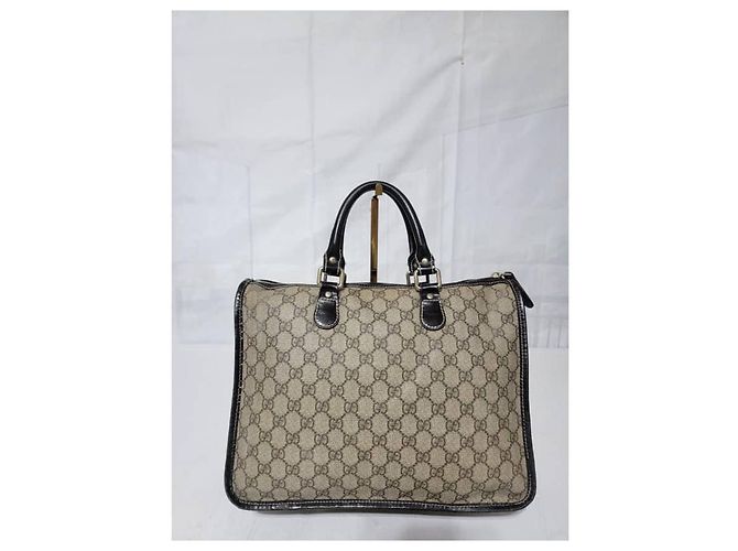 Bolsa tote em canvas e couro Gucci GG Supreme Joy Marrom Bege - vista 4