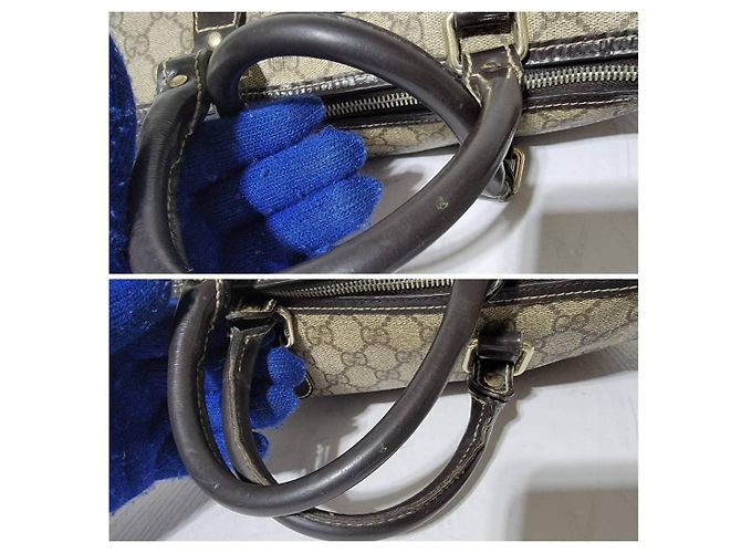 Bolsa tote em canvas e couro Gucci GG Supreme Joy Marrom Bege - vista 6