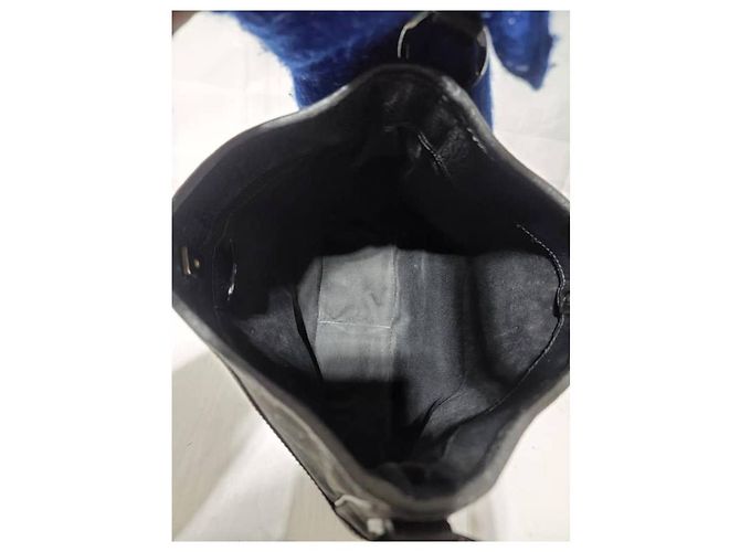 Bolsa hobo curva em lona GG monograma GUCCI com couro Preto - vista 8