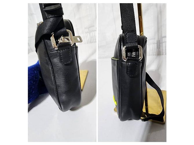 Borsa a tracolla/spalla in pelle Fendi nera/gialla neon Nero - vista 10