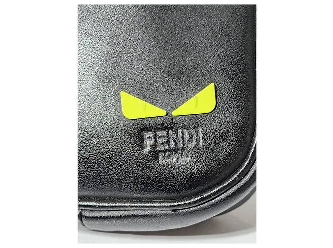 Borsa a tracolla/spalla in pelle Fendi nera/gialla neon Nero - vista 11