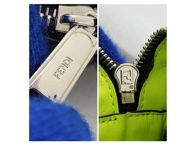Borsa a tracolla/spalla in pelle Fendi nera/gialla neon Nero - vista 12