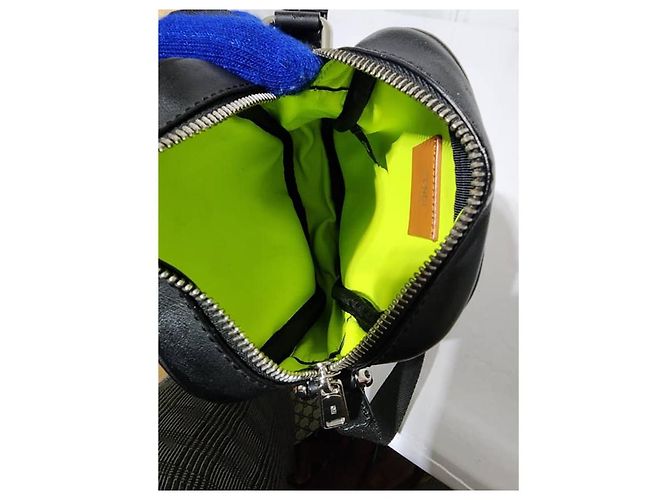 Borsa a tracolla/spalla in pelle Fendi nera/gialla neon Nero - vista 14