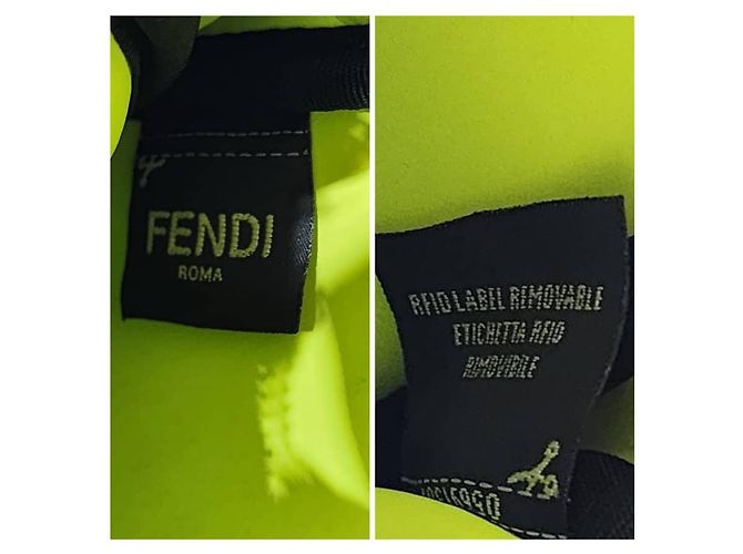 Borsa a tracolla/spalla in pelle Fendi nera/gialla neon Nero - vista 8