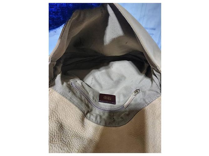 FENDI Metallic Wildleder Umhängetasche Beige - Ansicht 18