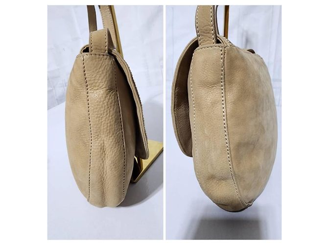 FENDI Metallic Wildleder Umhängetasche Beige - Ansicht 8