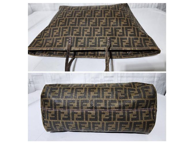 FENDI Zucca Spalmati Mittelgroße Rollentasche Tabakbraun - Ansicht 10