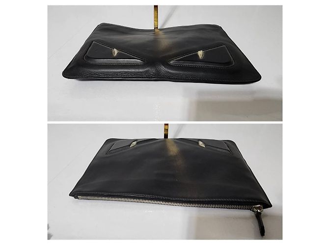 Borsa a mano Fendi Monster Eyes nera Nero - vista 8
