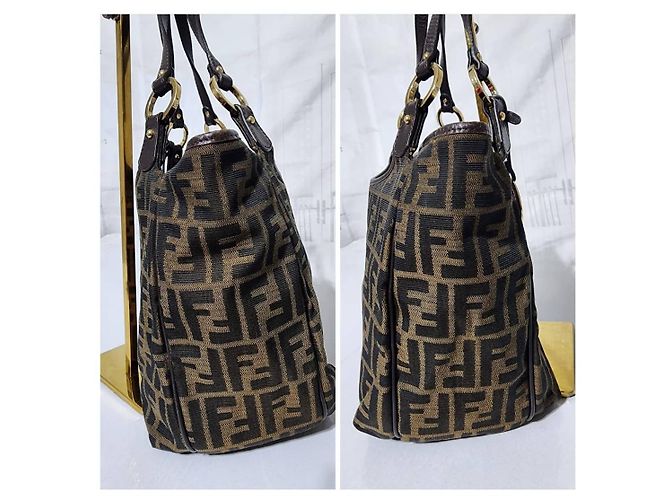 FENDI Zucca Piccola Borsa da Shopping Chef Tobacco Moro Marrone - vista 12