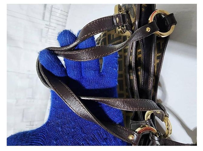 FENDI Zucca Piccola Borsa da Shopping Chef Tobacco Moro Marrone - vista 14