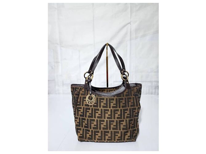 FENDI Zucca Piccola Borsa da Shopping Chef Tobacco Moro Marrone - vista 6