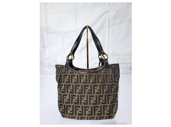 FENDI Zucca Piccola Borsa da Shopping Chef Tobacco Moro Marrone - vista 7