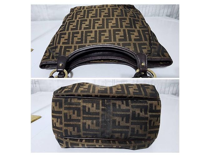 FENDI Zucca Piccola Borsa da Shopping Chef Tobacco Moro Marrone - vista 9