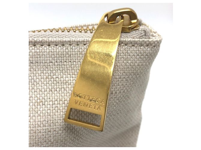 Pochette in tela beige Bottega Veneta - vista 5