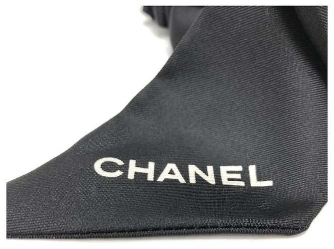 Scrunchie in twill di seta nera Chanel Nero - vista 4