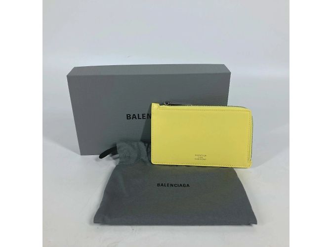Everyday Monedero de cuero amarillo Balenciaga - vista 10
