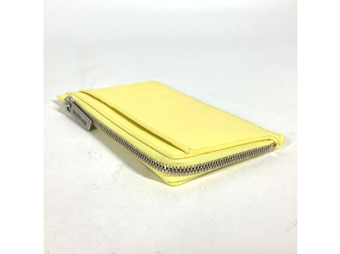 Everyday Monedero de cuero amarillo Balenciaga - vista 3
