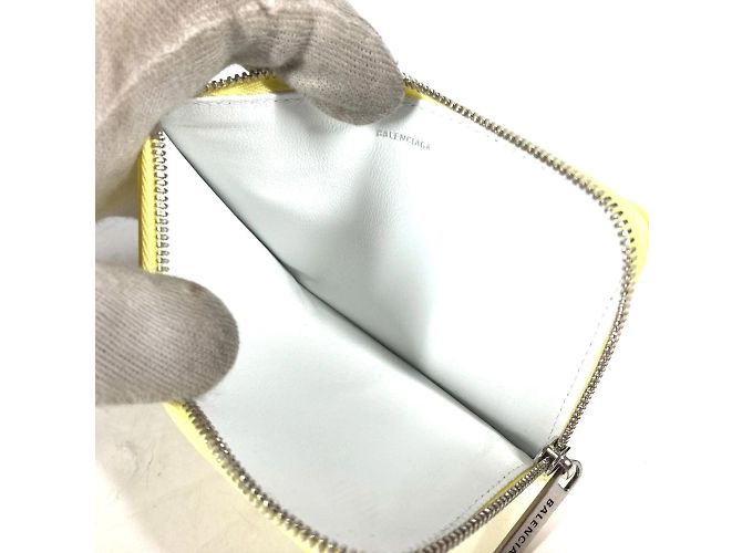 Everyday Monedero de cuero amarillo Balenciaga - vista 7