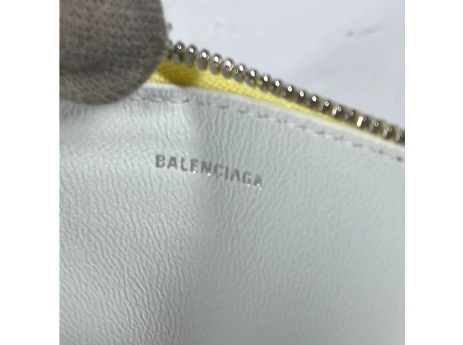 Everyday Monedero de cuero amarillo Balenciaga - vista 8