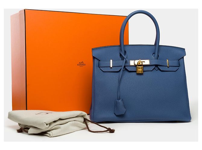 Hermès HERMES Birkin 30 Bag in Blue Leather - 102013 - view 2