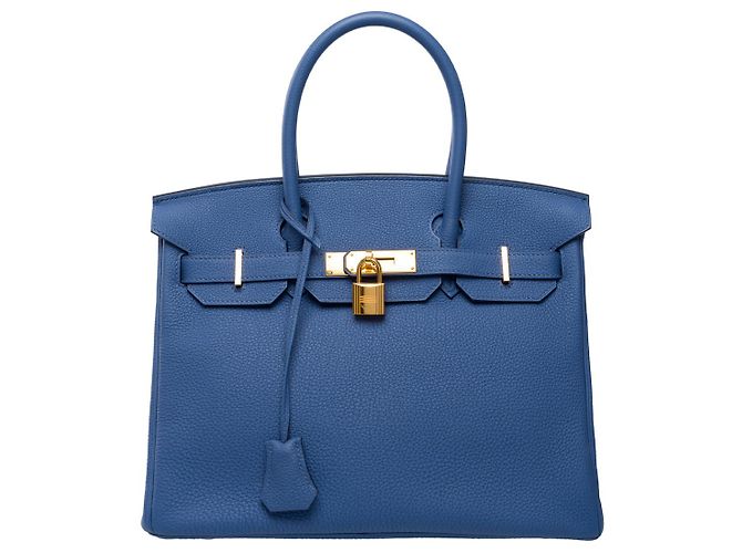 Hermès HERMES Birkin 30 Bag in Blue Leather - 102013 - view 3
