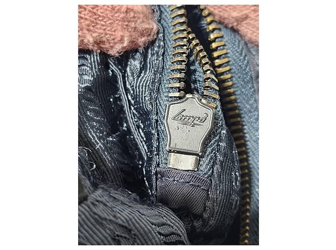 PRADA Borsa Messenger in Nylon Tessuto Blu Navy Scuro Nero - vista 12