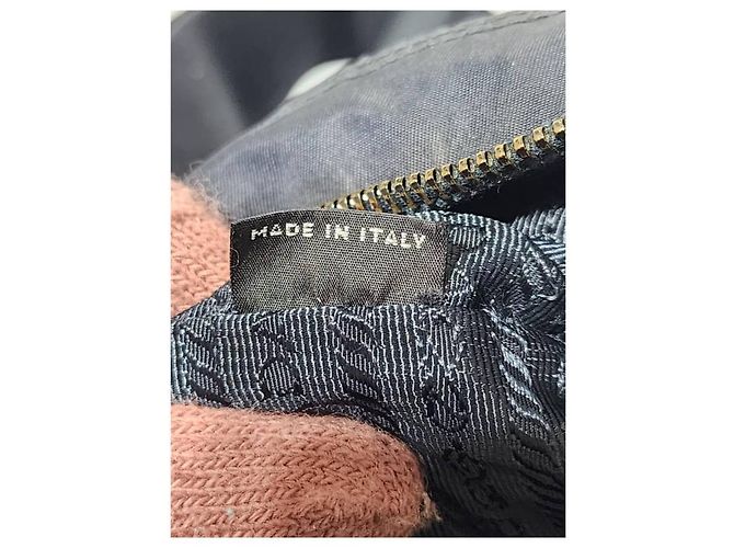 PRADA Borsa Messenger in Nylon Tessuto Blu Navy Scuro Nero - vista 4