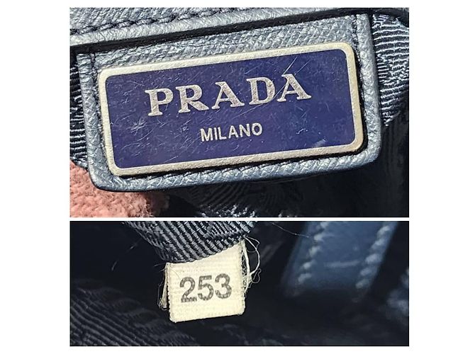 PRADA Borsa Messenger in Nylon Tessuto Blu Navy Scuro Nero - vista 5