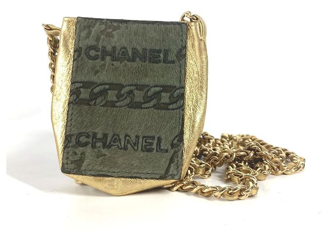 Borsa a spalla Pochette Chain di Chanel D'oro Cachi - vista 2