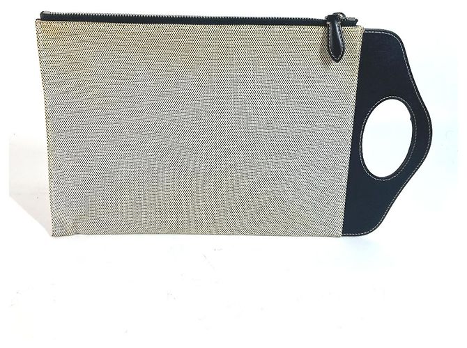 Clutch in tela e pelle Burberry Marrone Nero - vista 2