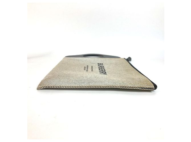 Clutch in tela e pelle Burberry Marrone Nero - vista 3