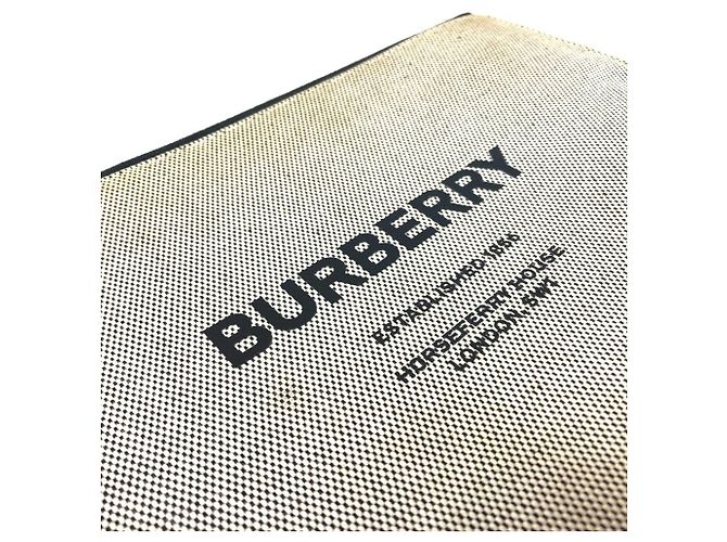 Clutch in tela e pelle Burberry Marrone Nero - vista 5